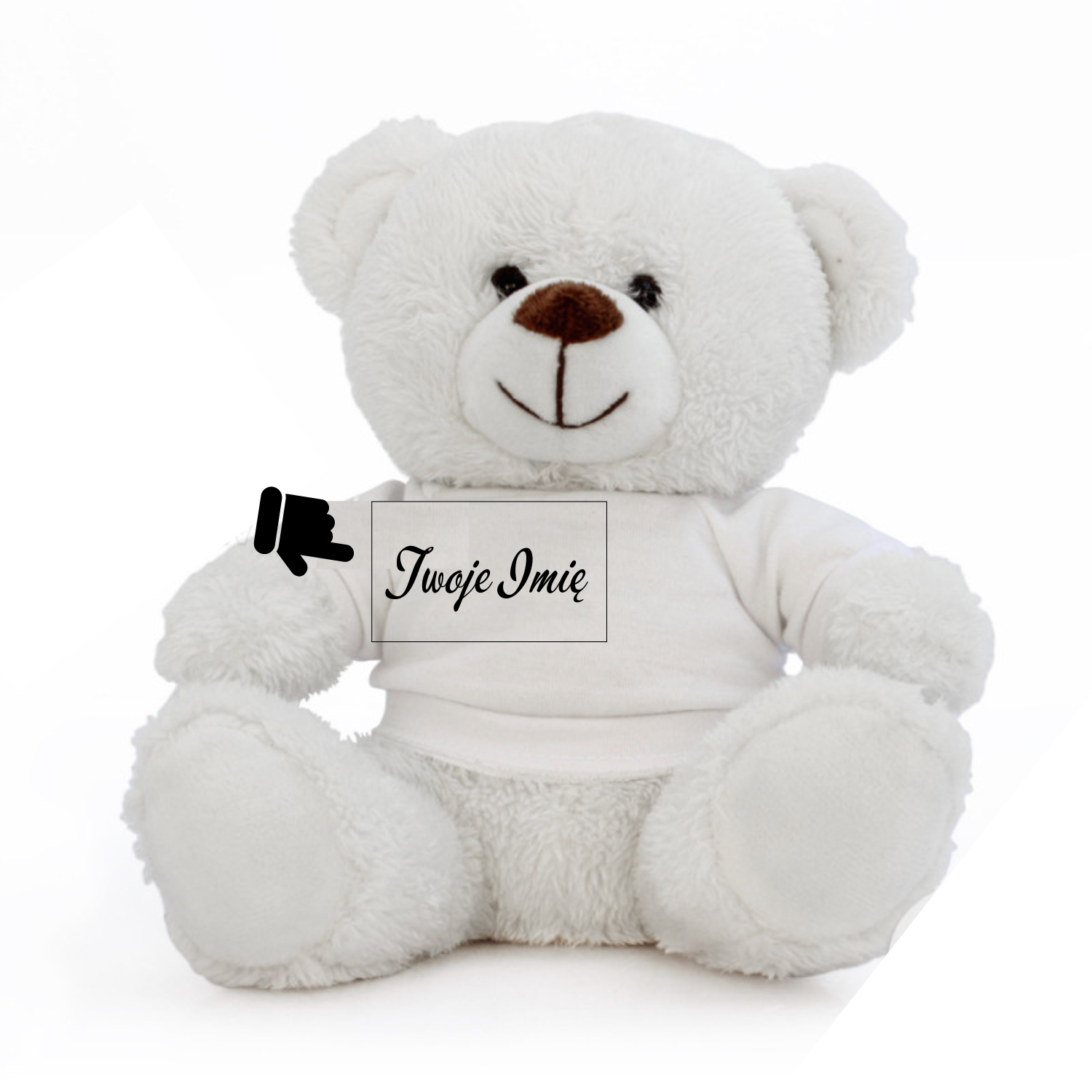 Miś pluszowy LUMI WHITE z koszulką do nadruku