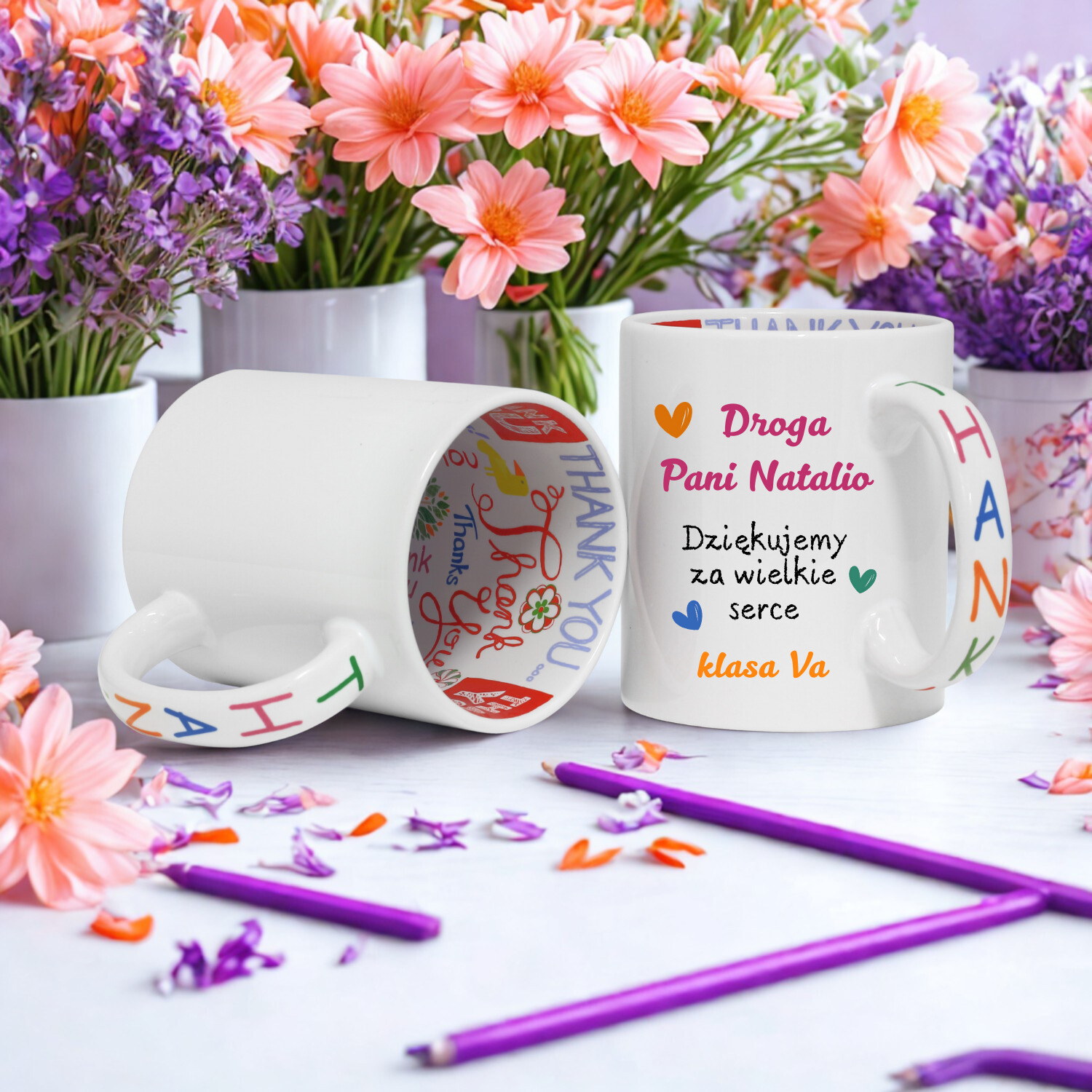 Kubek GRATIA – biały z wnętrzem THANK YOU - obrazek 2