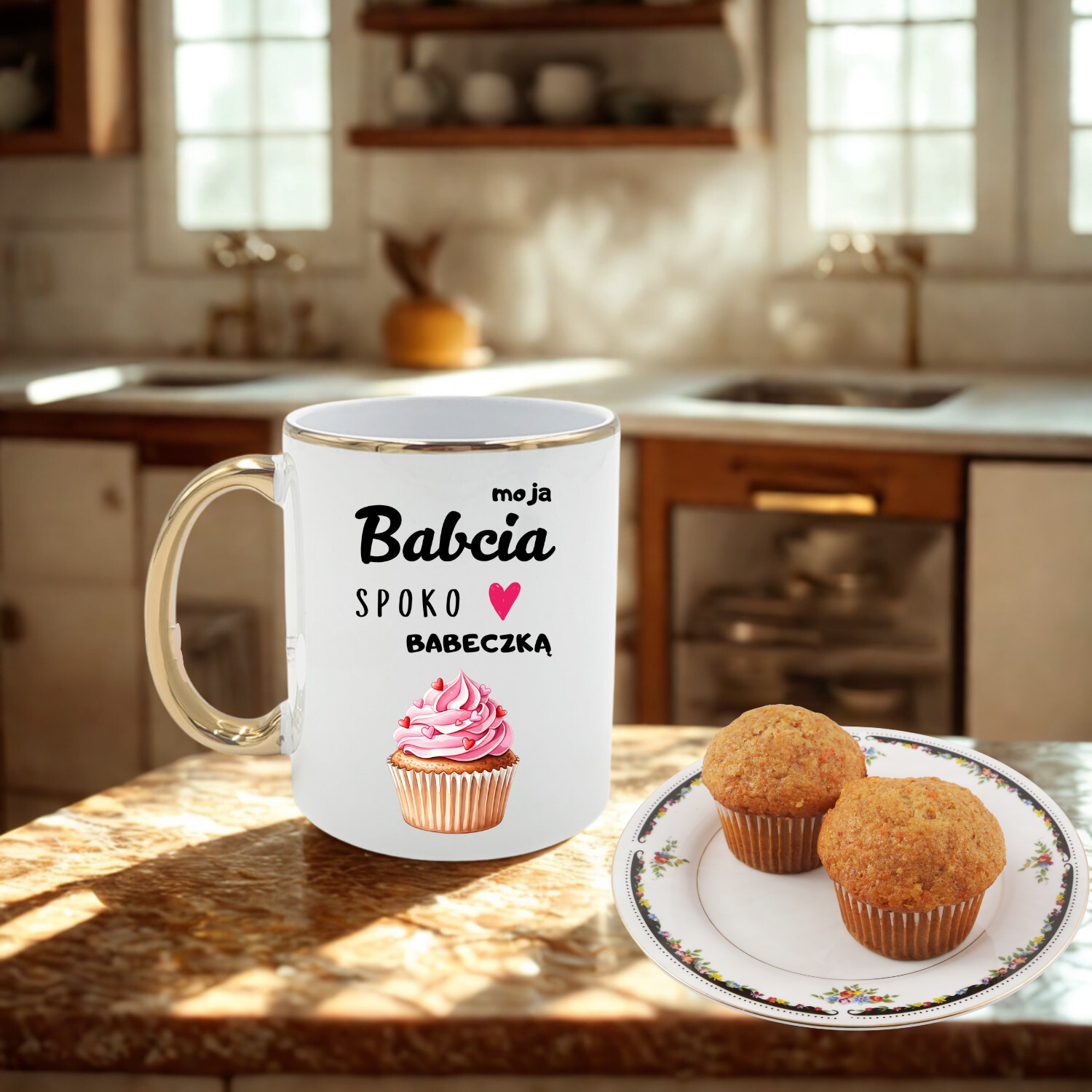 Kubek Aurora Gold – biały ze złotym rantem i uchem