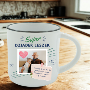 Kubek ceramiczny  Classic Edge – biały z czarnym rantem